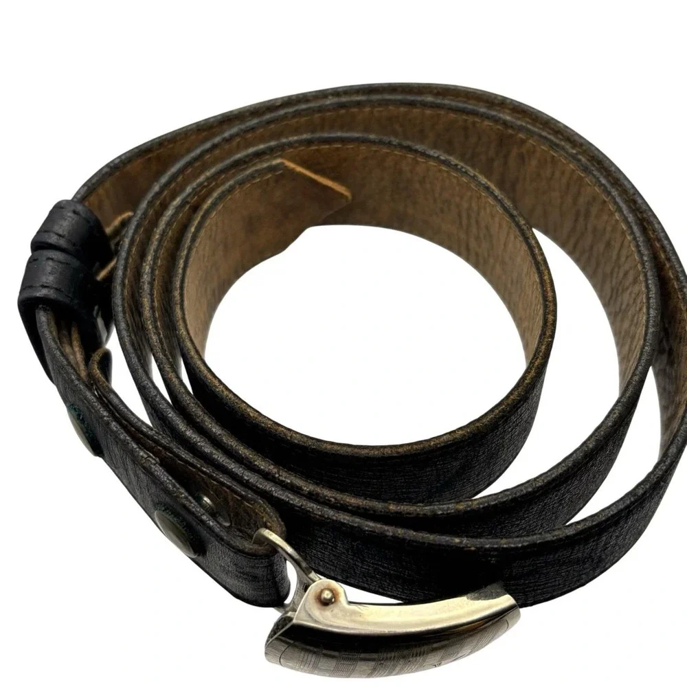 VTG Russia Cowhide Leather Belt 1/20 FPCO‎ Gold Filled Buckle Monogram K Sz 46